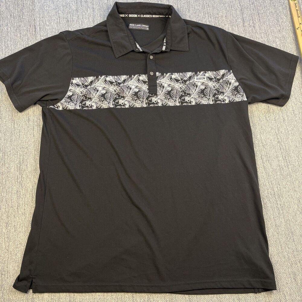 Dixxon Flannel Co Black Floral Tropical Premium Polo Shirt Men's Size 3XL Golf